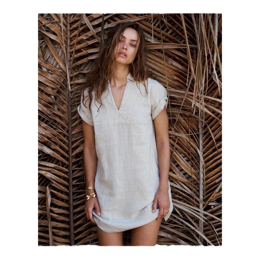 Madewell V-Neck Mini Dress in 100% Linen NWT